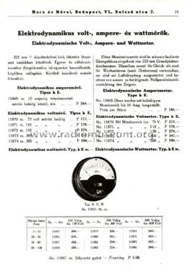 Elektrodynamikus Wattmérő K.E.W. 11875-1-10 A; Marx és Mérei (ID = 2037328) Equipment