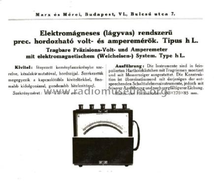 Elektromágneses Hordozható Ampermérő. hL. 11904; Marx és Mérei (ID = 2050518) Equipment