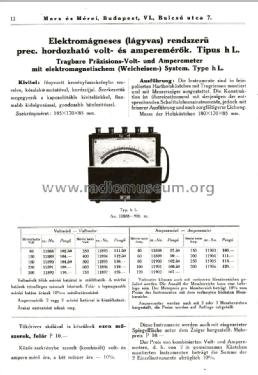 Elektromágneses Hordozható Voltmérő h L. 11888- 40V; Marx és Mérei (ID = 2039126) Equipment