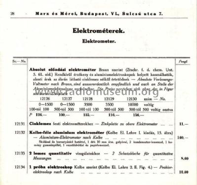 Kolbe féle Aluminium Elektrometer 12132; Marx és Mérei (ID = 2048176) Equipment