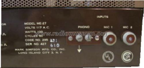 Amplifier ME-27; Masco Mark Simpson (ID = 847630) Ampl/Mixer