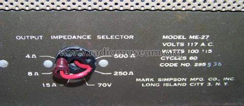 Amplifier ME-27; Masco Mark Simpson (ID = 849148) Ampl/Mixer