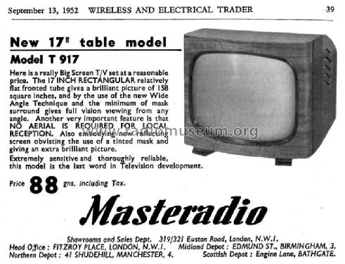 T917; Masteradio, London (ID = 1047613) Television