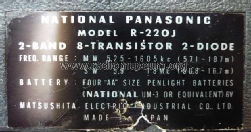 National Panasonic 'Panasonic 8' R-220J; Panasonic, (ID = 1488459) Radio