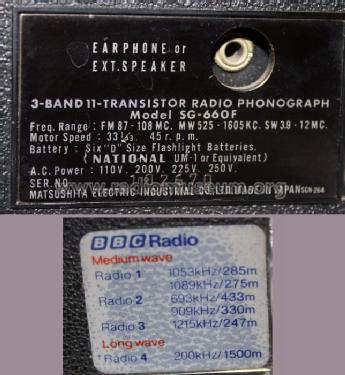 National 3-Band 11-Transistor Radio Phonograph SG-660F; Panasonic, (ID = 731809) Radio