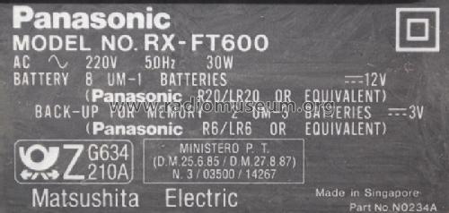 Panasonic Stereo Radio Cassette Recorder RX-FT600; Panasonic, (ID = 1313630) Radio