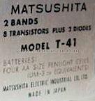 Matsushita 2-Band 8-Transistor T-41; Panasonic, (ID = 602060) Radio