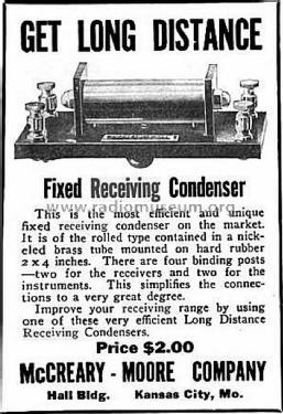 Fixed Receiving Condenser ; McCreary-Moore; (ID = 1069766) Radio part