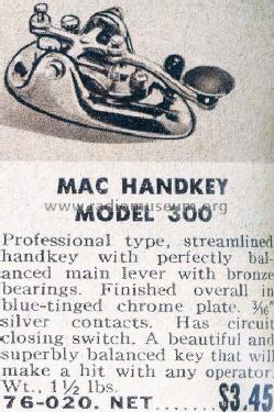 300 Mac Handkey ; McElroy, T.R.; (ID = 663512) Morse+TTY