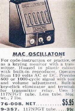 Mac Oscillatone S-700; McElroy, T.R.; (ID = 667446) Morse+TTY