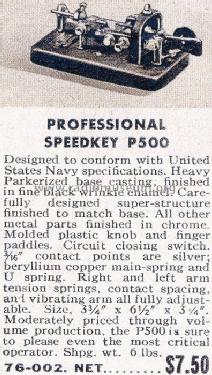 P-500 Professional Speedkey ; McElroy, T.R.; (ID = 663514) Morse+TTY