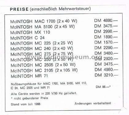 MC-275 ; McIntosh Audio (ID = 2808317) Ampl/Mixer