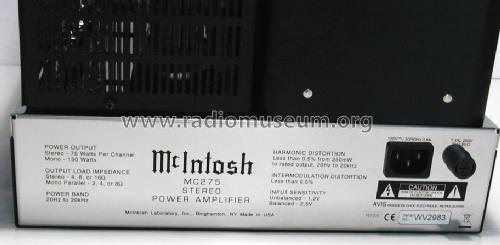 Stereo Power Amplifier MC-275 Mk V ; McIntosh Audio (ID = 1228136) Ampl/Mixer