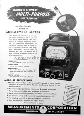 Megacycle Meter 59 ; Measurements (ID = 2986229) Equipment