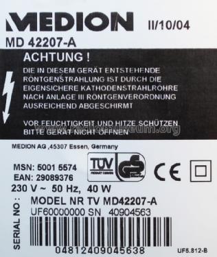 Color-FS Portable MD 42207-A; Medion; Essen (ID = 1632454) Television