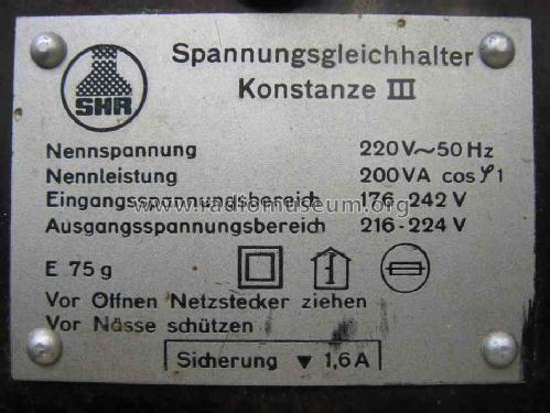 Spannungsgleichhalter Konstanze III ; Schwermaschinenbau H (ID = 398142) Strom-V