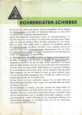 Röhrendaten-Schieber ; Meissner K.-G. (ID = 2324056) Ausrüstung