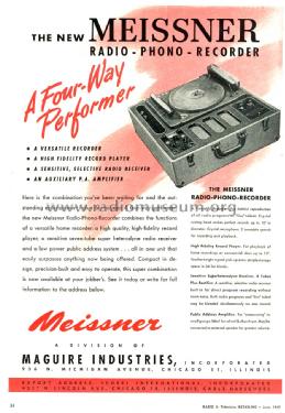 Phono-Recorder 9-1065; Meissner Mfg. Div., (ID = 1210752) Radio