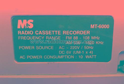 Radio Cassette-Recorder MT-6000; Mellafe y Salas Ltda (ID = 2427354) Radio