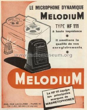 Microphone H.F.111; Melodium; Paris (ID = 381700) Micrófono/PU