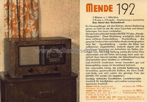 192GW; Mende - Radio H. (ID = 1426971) Radio