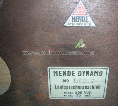 Dynamo DG; Mende - Radio H. (ID = 391752) Lautspr.-K