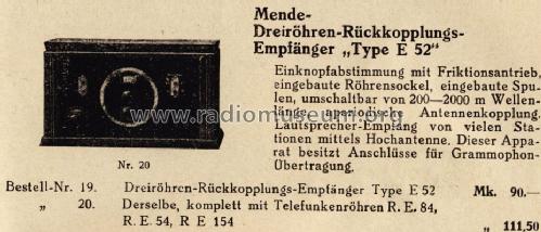E52 ; Mende - Radio H. (ID = 1364955) Radio