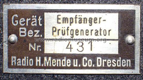 Empfänger-Prüfgenerator ; Mende - Radio H. (ID = 631255) Equipment