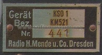 Katodenstrahloszillograph KSO1 ; Mende - Radio H. (ID = 939010) Equipment