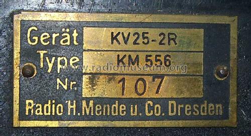 KV25-2R KM556; Mende - Radio H. (ID = 1615875) Ampl/Mixer