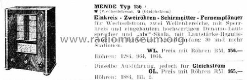 M156 ; Mende - Radio H. (ID = 2671276) Radio