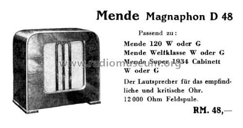 Magnaphon DW48 - D48W; Mende - Radio H. (ID = 1979869) Altavoz-Au