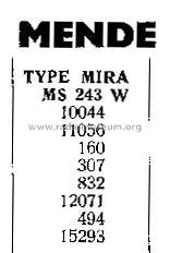 Mira MS 243W; Mende - Radio H. (ID = 2284079) Radio
