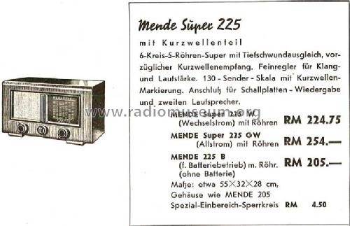 Super MS225-W ; Mende - Radio H. (ID = 1389625) Radio