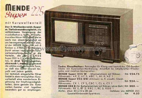 Super MS225-W ; Mende - Radio H. (ID = 697481) Radio