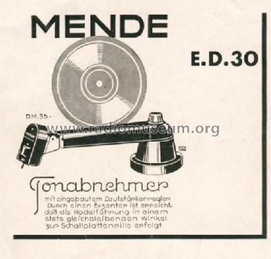 Tonabnehmer ED30; Mende - Radio H. (ID = 776568) Microphone/PU