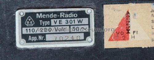 Volksempfänger VE301W; Mende - Radio H. (ID = 1329752) Radio