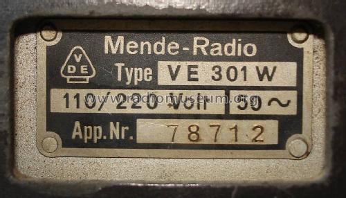 Volksempfänger VE301W; Mende - Radio H. (ID = 1359297) Radio