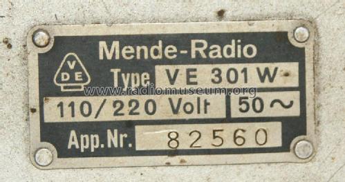 Volksempfänger VE301W; Mende - Radio H. (ID = 2305893) Radio