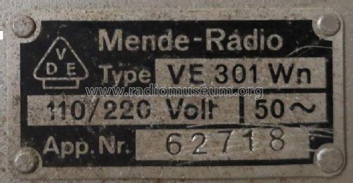 Volksempfänger VE301Wn; Mende - Radio H. (ID = 2340203) Radio