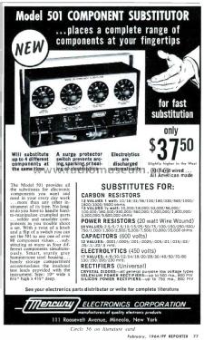 Component Substitutor Model 501; Mercury Electronics (ID = 3203962) Equipment