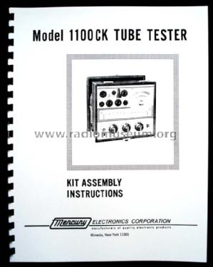 Tube Tester 1100C - 1100CK; Mercury Electronics (ID = 1431160) Equipment
