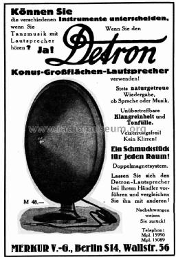 Konus-Großflächenlautsprecher Detron; Merkur VG, (ID = 1269807) Parleur