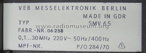 Selektives Mikrovoltmeter und Störspannungsmesser SMV 6.5; Messelektronik (ID = 1397120) Equipment