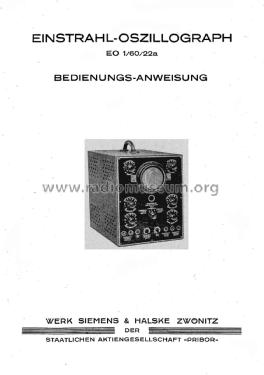 Einstrahl-Oszillograph EO 1/60/22a; Messgerätewerk (ID = 2491541) Equipment