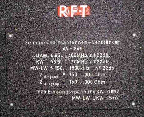 Gemeinschafts-Antennenverstärker 1186.2 - AV-846; Messgerätewerk (ID = 879528) RF-Ampl.