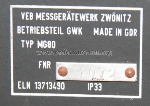 Morsegeber MG 80; Messgerätewerk (ID = 2245156) Morse+TTY