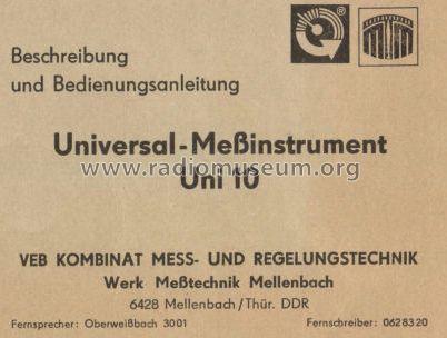 Universal-Messinstrument UNI 10; Messtechnik (ID = 1131527) Equipment