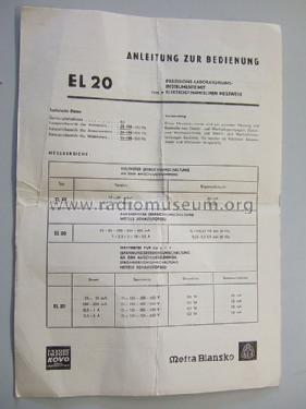 Milli-Amperemeter EL20; Metra Blansko; (ID = 1502897) Equipment