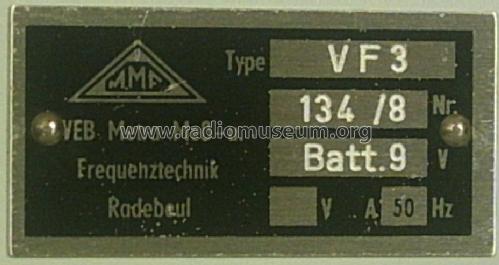 Niederfrequenzfilter VF3; Metra Mess- und (ID = 1282040) Misc